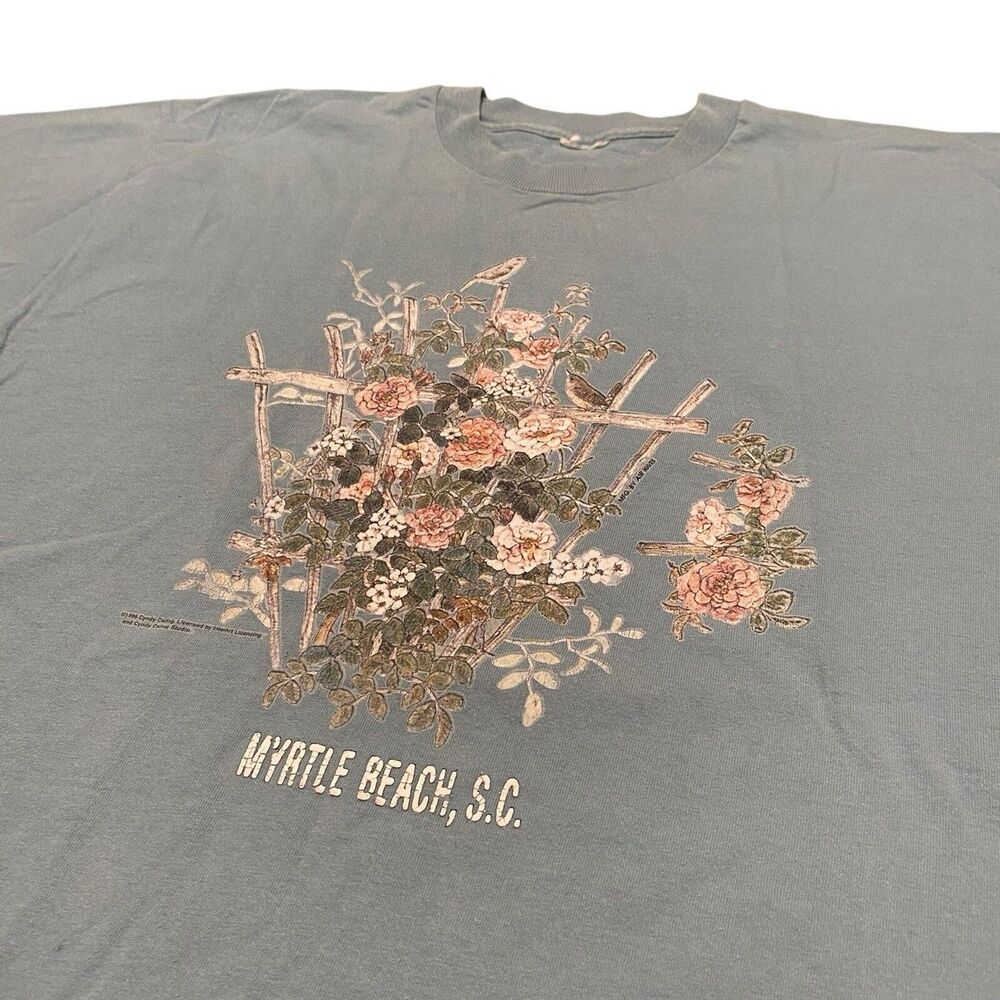 Vintage Myrtle Beach Grandma Tee Shirt Flower Single Stitch 90s XL Floral VTG